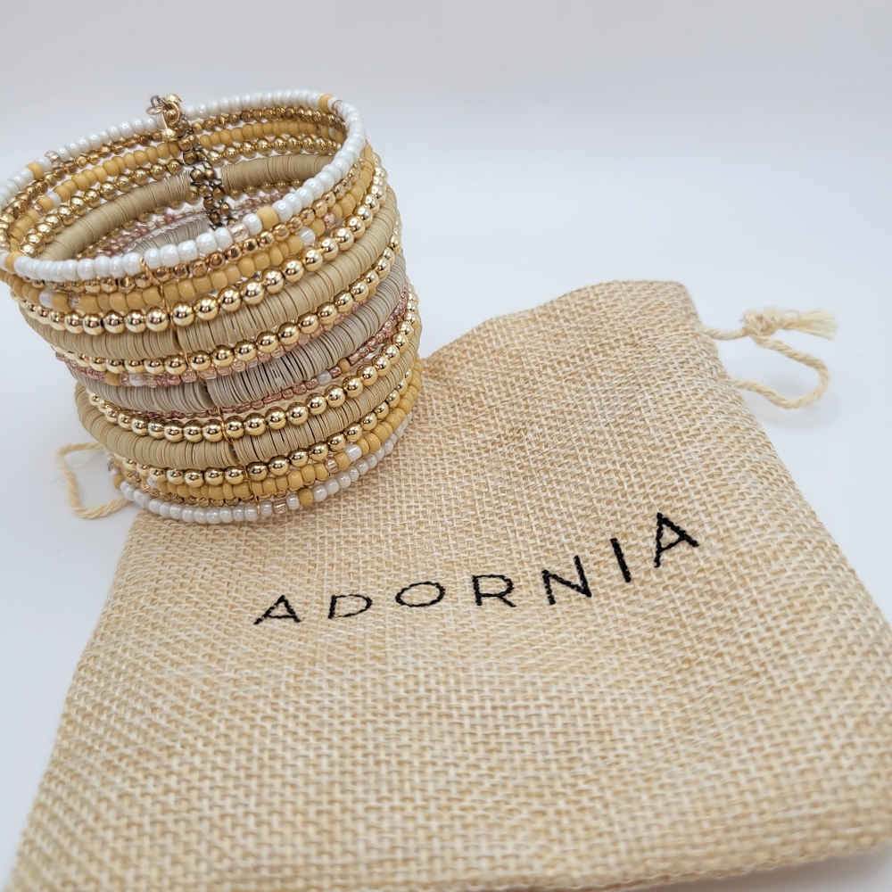 Adornia | NWT Mixed Midea Gold Beaded Cuff Bracelet - Picture 8 of 8